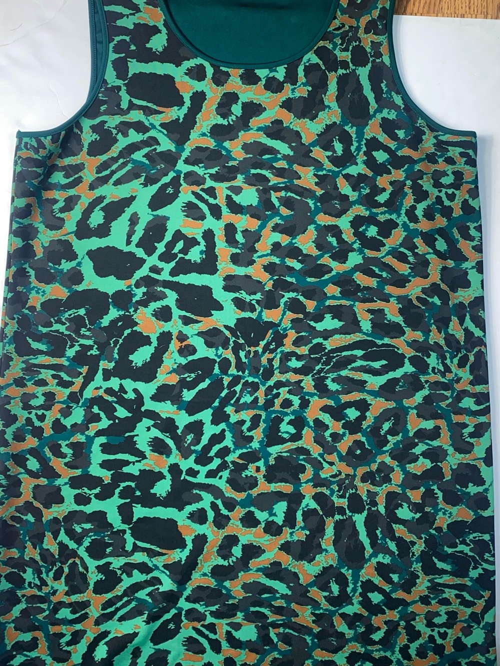 Chico’s 3 Teal Green Leopard Camo Tank Scoop Neck Dress Summer cool Size 16 - Picture 5 of 7